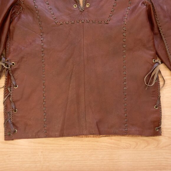 Vintage Western-style Hand Stitched Brown Leather Women's Jacket, Size 36 - Picture 3 of 8